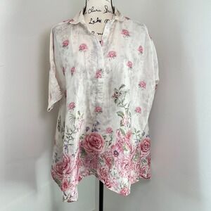 Vark Women's Floral Print Tunic Top XS Boho Oversized‎ High-Low Hem